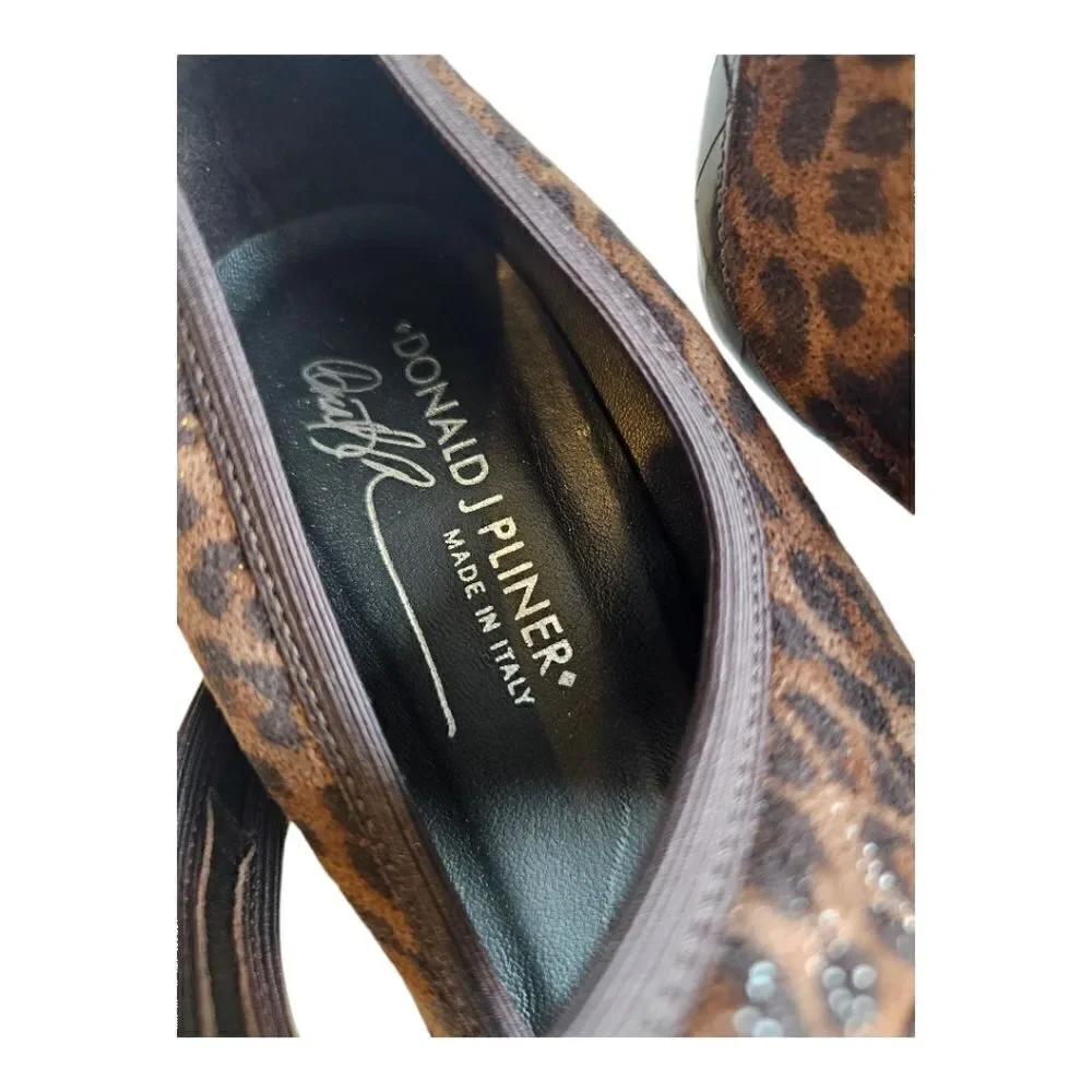 DONALD J‎ PLINER COUTURE Leopard Animal Print Open Toe Heels - Size 8